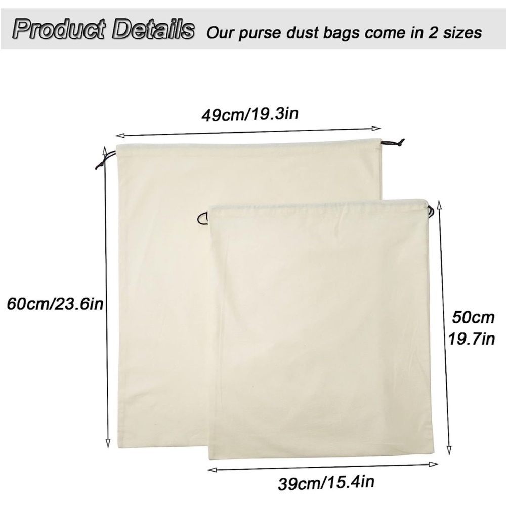 2 Pack Dust Cover Bags Drawstring Storage Pouches 2 Sizes - Picture 6 of 6